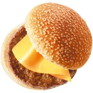 Panino con sesamo ed hamburger con formaggio.