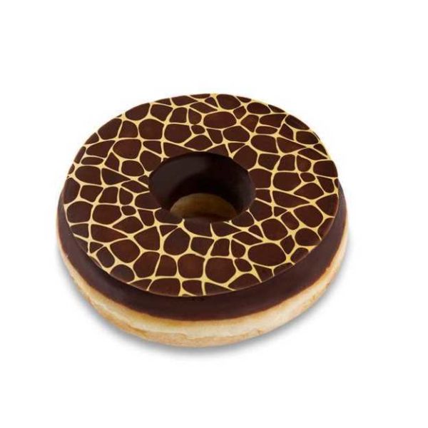 Donut con ripieno di cioccolato e decorazione in cioccolato "safari".