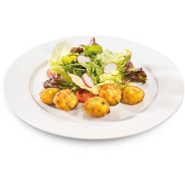 Perché non sbalordire i vostri clienti con qualcosa di straordinario? Questi gustosi Bocconcini di rösti 11er sono la soluzione che fa per voi: palline di verdure e patate con erba cipollina. Senza glutine.