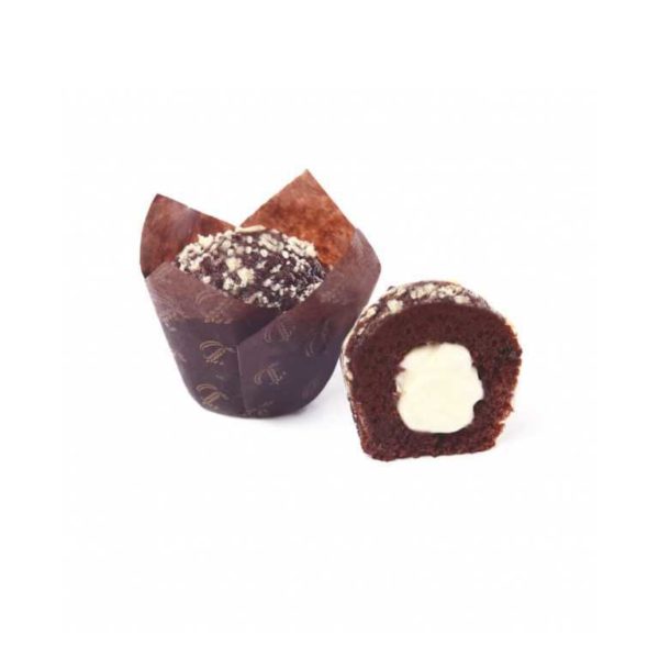 La squisita magia del connubio tra soffice muffin al cacao e crema al cioccolato bianco.