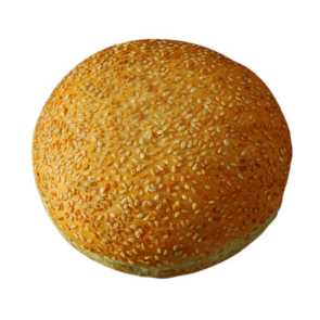 Pane per Hamburger con copertura di semi di sesamo. Diametro: 14cm