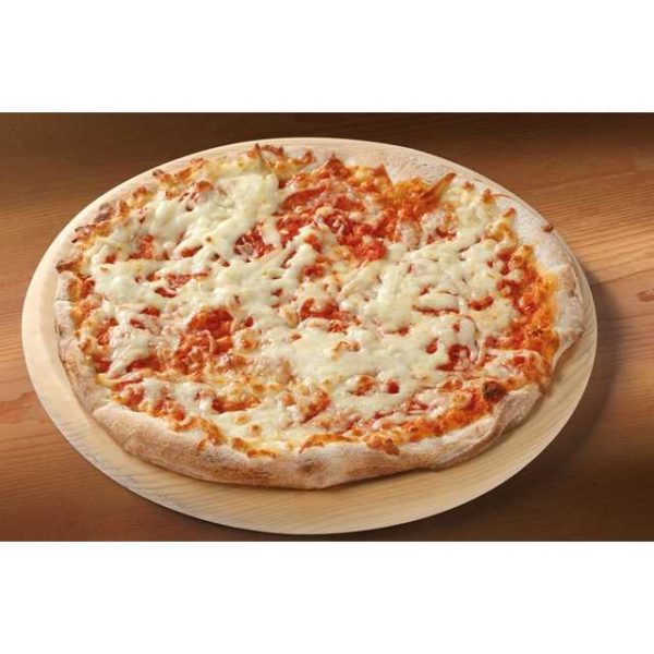 Pizza margherita tonda con mozzarella. Diametro 28 cm.